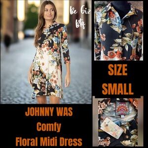 NWT Johnny Was Emma Rose Delicate Floral Motif Polo Tunic Dress Size Small